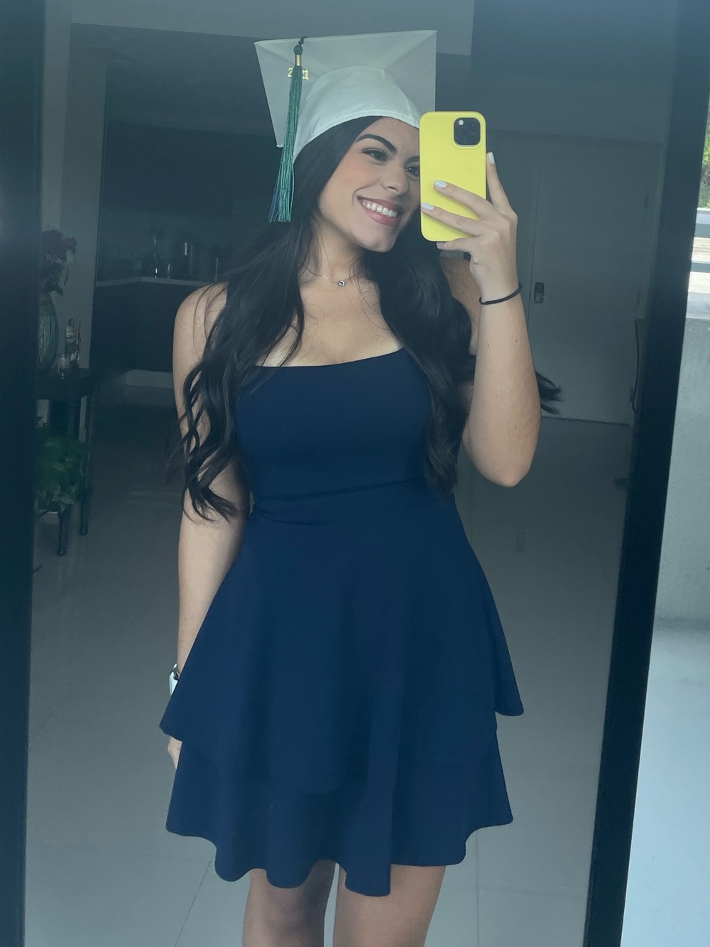 Women’s Navy Square-Neck Fit & Flare Dress